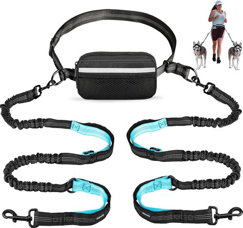 Uppetly Hands Free Dog Running Leash with Adjustable Waist Belt, Dual ...