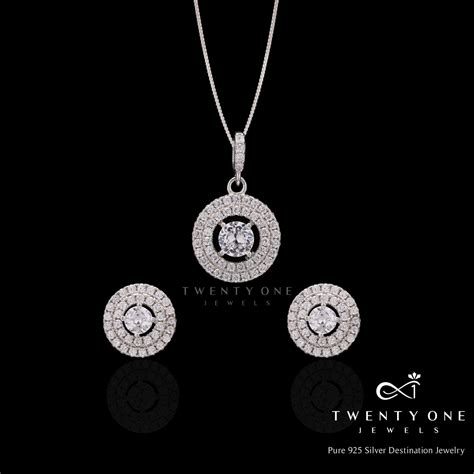 Buy 925 Silver Diamond Studded Trevy Pendant Set Online in India ...