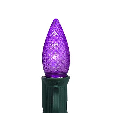 Pack of 4 Faceted Transparent Purple LED C7 Christmas Replacement Bulbs
