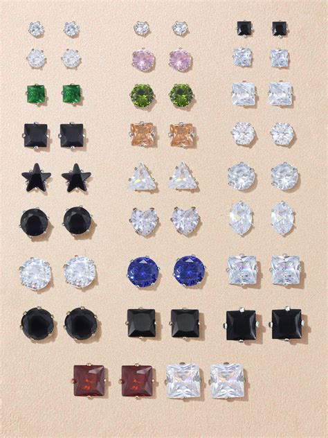 Pack of 26 Multicolour Geometric AD Stud Earrings – PRIVIU LIFESTYLE ...