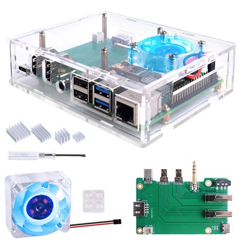 GeeekPi Acrylic Raspberry Pi Set-top Box Kit,Raspberry Pi 4 Case with ...
