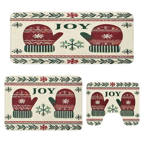 The Holiday Aisle® Christmas Bathroom Rug Set 3 Pieces U-Shape ...