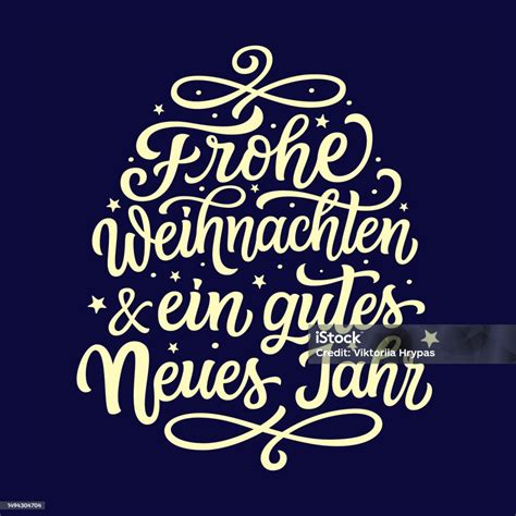 Merry Christmas And Happy New Year In German Hand Lettering Stock Illustration - Download Image ...