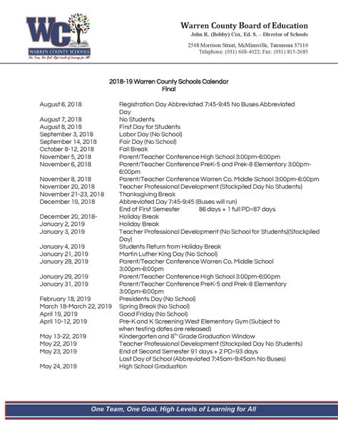 Warren County Public Schools Calendar - prntbl.concejomunicipaldechinu ...