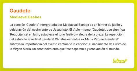 Significado de la canción GAUDETE (Mediaeval Baebes) - LETRAS.COM