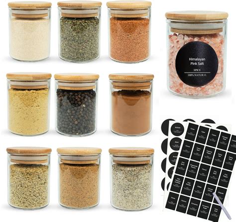 Amazon.com: Spice Jars with Labels & 3mm Thick Glass – Airtight Spice ...