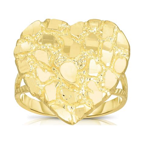Floreo 10k Yellow Gold Feminine Heart Nugget Ring, Available in 4 Sizes ...
