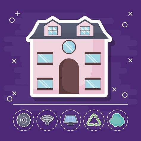 Modern house with smart house related icons | Premium Vector