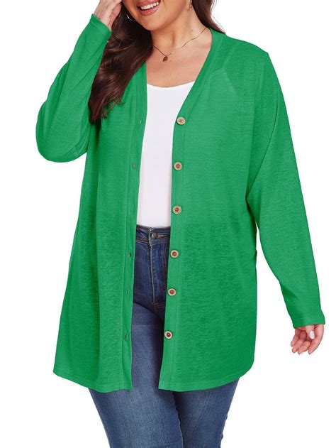 Cueply Women's Plus Size Cardigan Long Sleeve Lightweight Sheer Open ...