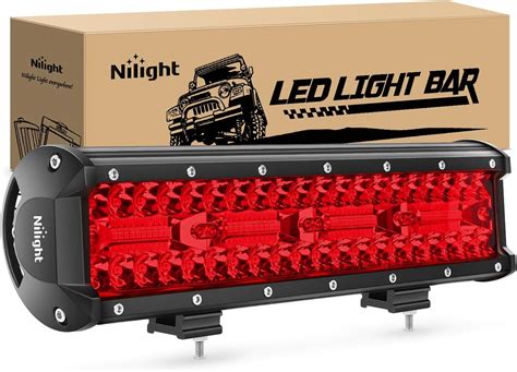 Amazon.com: Nilight 12Inch LED Light Bar Red Triple Row 240W Spot ...