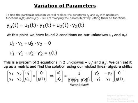 Image result for Variation of Parameters for First Order