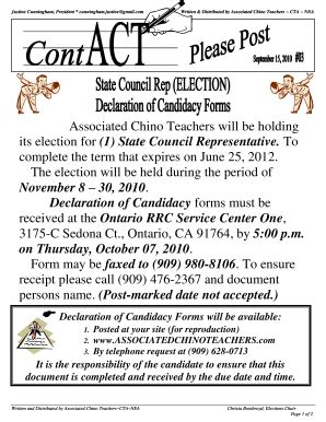 Fillable Online Declaration of Candidacy Forms will be available It is ...