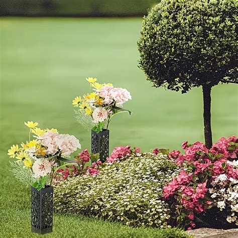 2/4 PCS Cemetery Vase for Memorial Day Decoration, Durable Tombstone ...