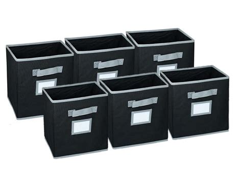 SALE! Hangorize Collapsible Fabric Cubicle Storage Bins, Black, 6 Pack ...