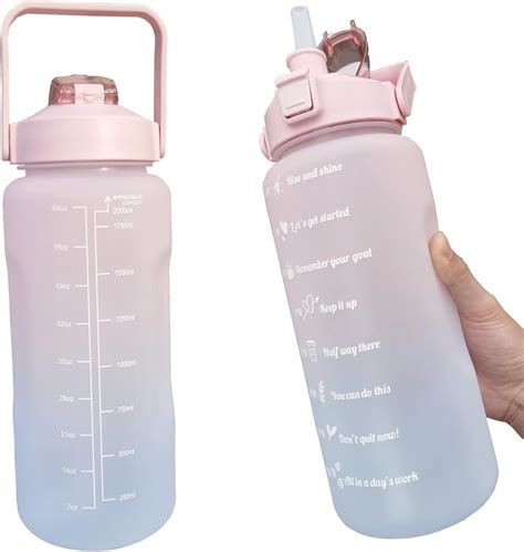 Amazon.com: YYUOPYY Half Gallon Water Bottle with Time Marker 64 Oz ...