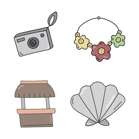 Element of holiday hand drawing vector collection like a camera flower ...