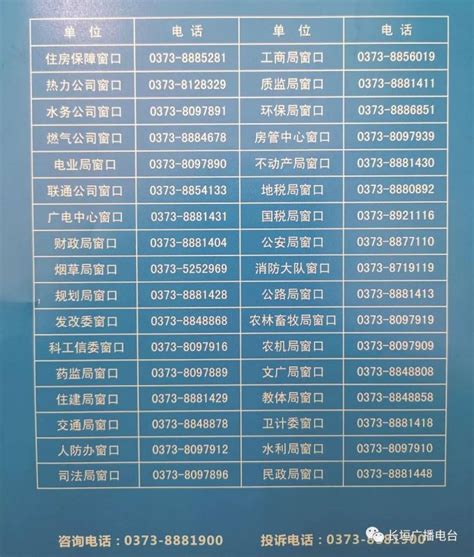 长垣市行政服务中心办事大厅入驻单位窗口预约咨询电话_95商服网