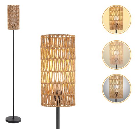 Floor Lamp for Living Room,Farmhouse Rattan Floor lamp,Modern Standing ...