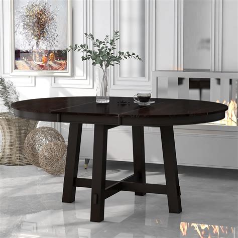 Amazon.com - LUMISOL 42"-58" Round Extendable Dining Table, Solid Wood ...