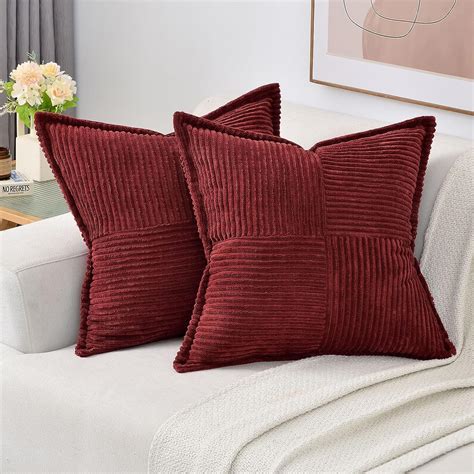 Amazon.com: HAUSSY Burgundy Throw Pillow Covers 20x20 Inch Set of 2 ...