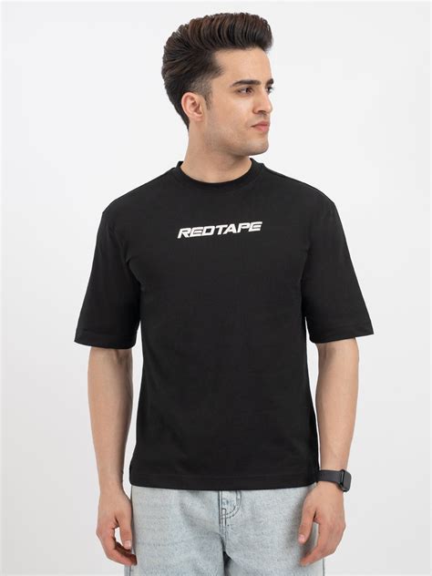 Red Tape Black Graphic T-Shirt for Men – Redtape