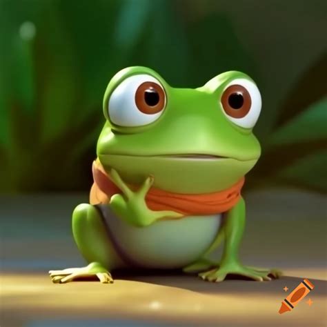 Cute frog character design in pixar animation style on Craiyon