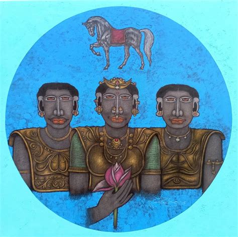 "Armor 2": Blue-Green Figurative painting by M Raja – ArtZolo.com