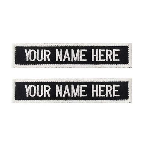 Name Tab Embroidered | Black Background | White Letters – Olive Planet