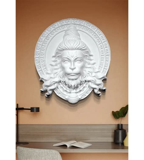 2 Feet Hanuman Ji Face 3D Relief Mural Wall Art | Divine Strength & Pr