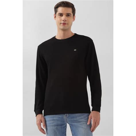 Buy Peter England Men Black Regular Fit Solid Round Neck T-Shirt Online