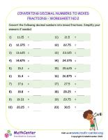 Converting Decimal Numbers to Mixed Fractions - Worksheet no.2 ...