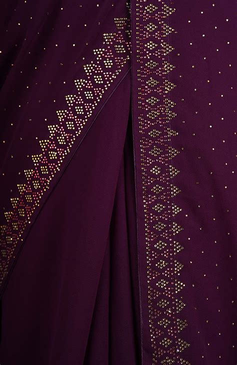 Ready To Wear Wine Soft Georgette With Stone Sequence Detailed Work All ...