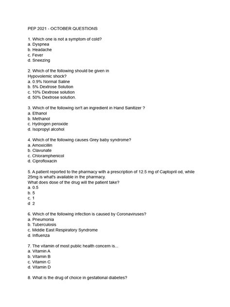 Image result for Pep Test Questions