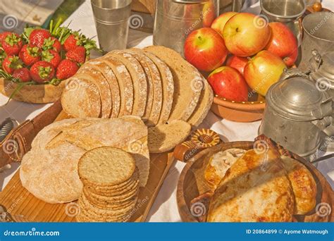 Food and Drink in Medieval Times. Stock Image - Image of colorful ...