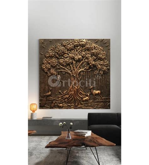 5X5 Feet Sacred Banyan Tree of Life 3D Nature Relief Murals Wall Art