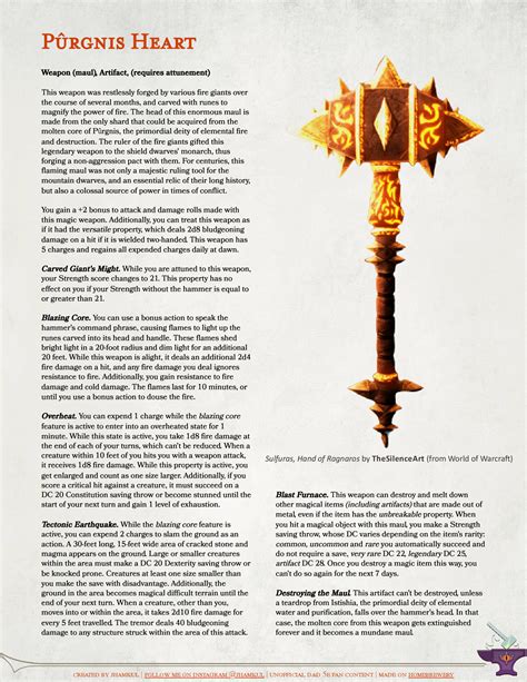 [OC] Magic Item: Pûrgnis Heart | Wield an artifact forged from the ...
