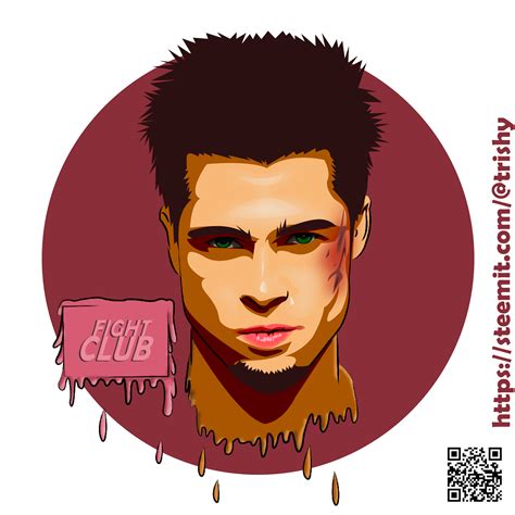 Fight Club Movie Fan Art | Brad Pitt as Tyler Durden | Digital Artwork with Step by Step Process ...
