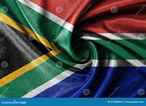 South Africa Flag on Fabric Cotton Flag, the Curved Africa Flag ...