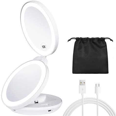 Buy KEDSUM Upgraded Rechargeable Lighted Travel Makeup Mirror, 1X/10X ...