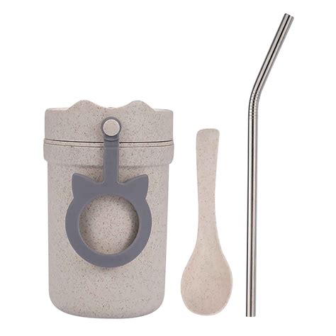 OAVQHLG3B Soup Mug Microwavable Soup Mug with Lid Straw and Scoop Soup ...