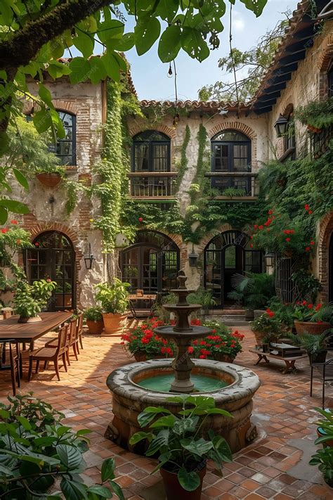 Premium Photo | Cozy Italian Inspired Courtyard With Terracotta ...