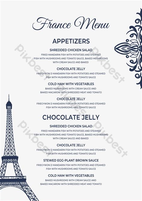 French Restaurant Menu Sample 的图像结果