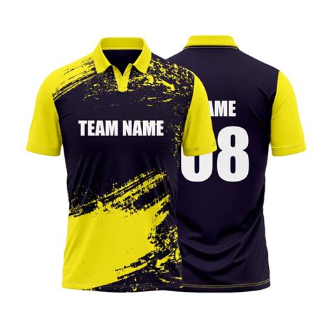 Cricket Polo Collar Sports Jersey for Men with Team Name, Name and ...