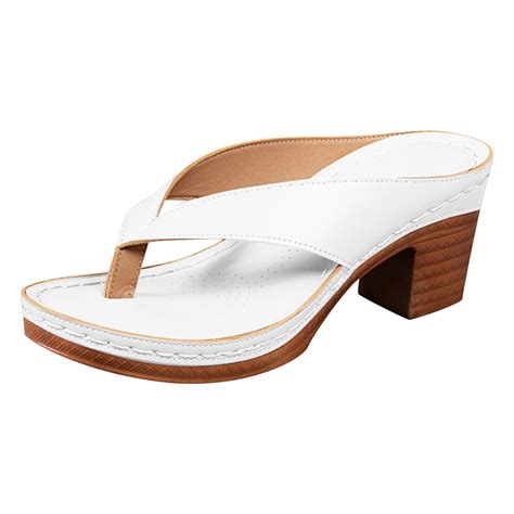 Women's Orthopedic Summer Flip Flops Wide Width Memory Foam White Dress ...