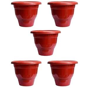 Bigreen Gamla Pots Large Size - Set of 5 Pcs (10 Inch, Red) | Durable ...