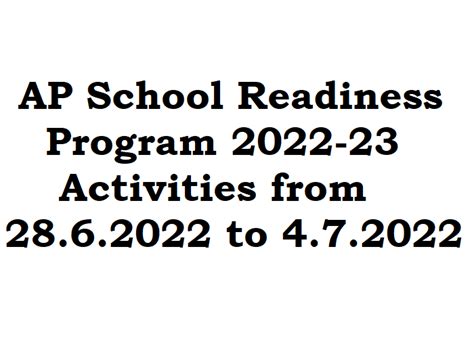 AP School Readiness Program 2022-23 Activities [for Teachers] from 28.6 ...