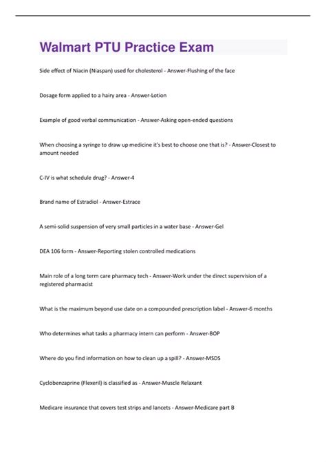 Walmart PTU Practice Exam Questions With 100% Correct Answers ...