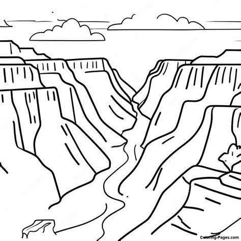 Majestic Grand Canyon Landscape Coloring Page | Coloring-Pages.com