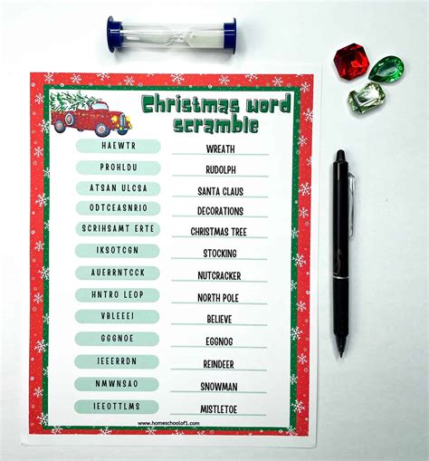 Free Christmas Word Scramble Printable (With Answer Key)