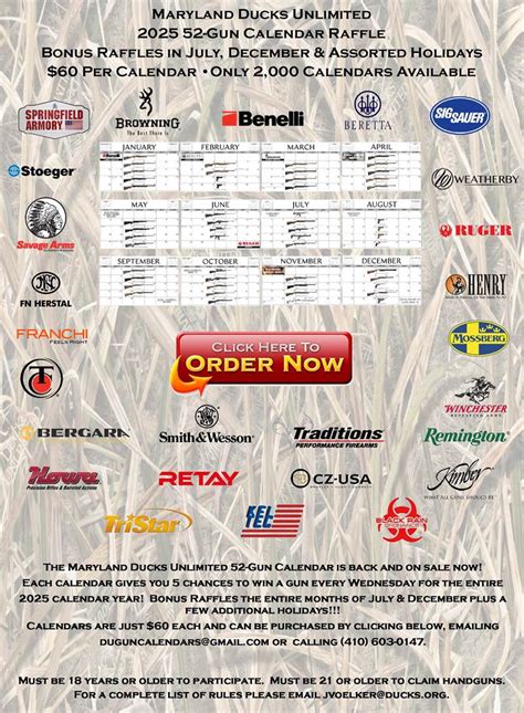 Ducks Unlimited: Maryland Ducks Unlimited 2025 52-Gun Calendar Raffle ...
